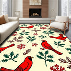 Cardinal Snowflakes and Twig Medley Rug