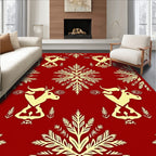 Golden Deer Floral Repeat Red Rug
