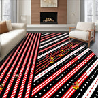 Red Black White Striped Candy Cane Rug