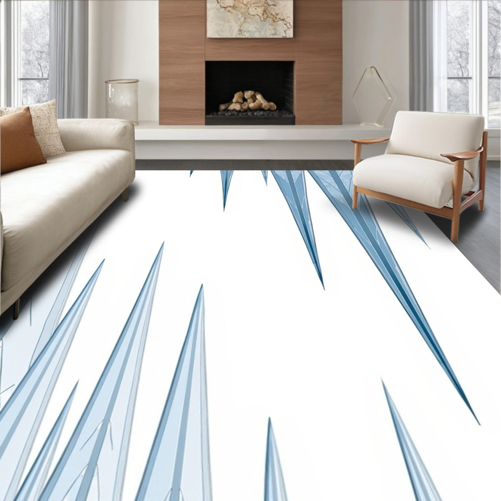Blue Icicle Cascade Geometric Ice Rug