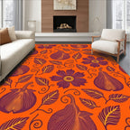 Orange Plum Pear Floral Swirl Rug