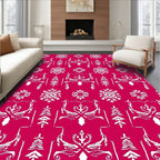 Victorian Crimson Snowflake Tree Arrangement Rug
