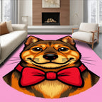 Cute Dog Red Bow Tie Portrait Rug