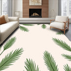Green Fern Frond Border Rug