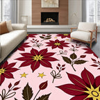 Red Poinsettia Stars Garden Rug