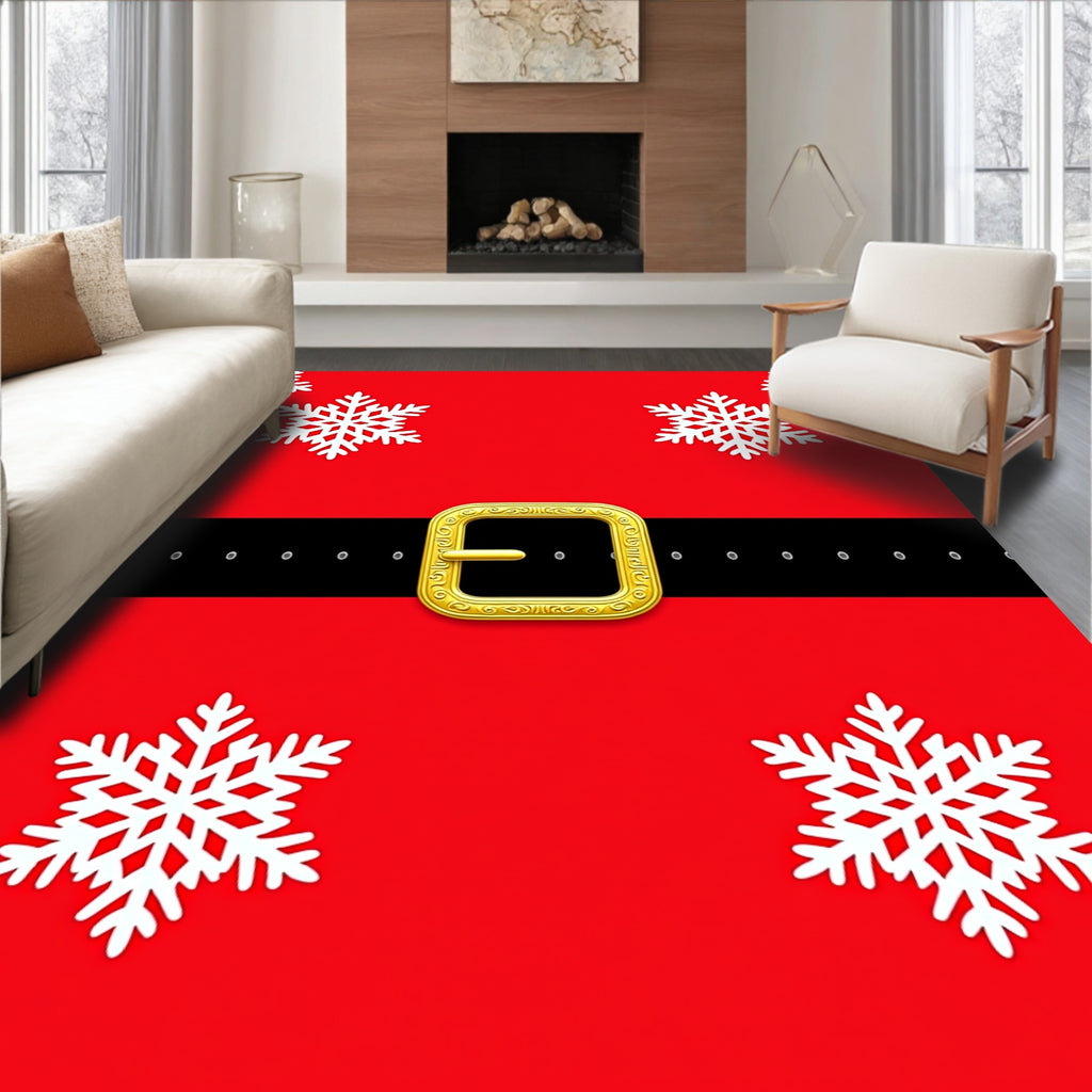 Red Snowflake Belt Accents Rug