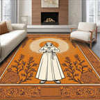 Orange Halo Figure Botanical Border Rug