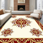 Rich Crimson Gold Medallion Border Rug