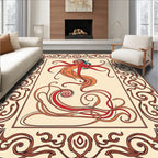 Art Nouveau Siren Red Orange Swirls Rug
