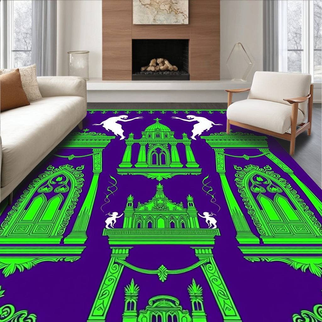 Vivid Green Gothic Spirits Architecture Rug