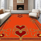Crimson Gold Double Heart Frame Rug