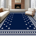 Navy White Star Border Medallion Rug