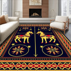 Golden Horses Red Saddle Medallion Border Rug