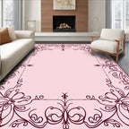 Elegant Pink Floral Scroll Border Rug