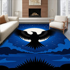 Flying Black Crow Moon Night Rug