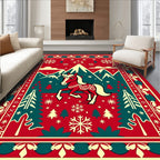 Enchanting Red Horse Winter Scene Rug