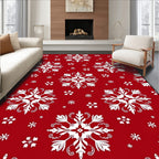 Red White Snowflake Collage Ornament Rug