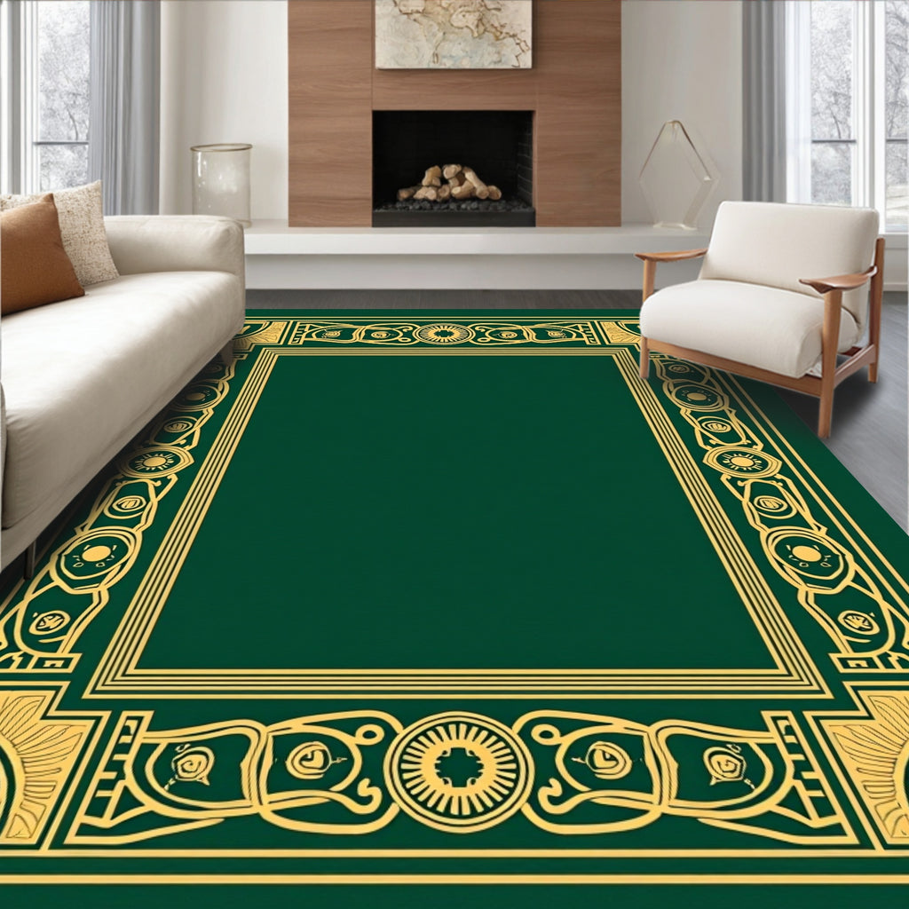 Emerald Gold Celtic Knot Border Rug