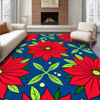 Crimson Floral Poinsettia Garden Rug