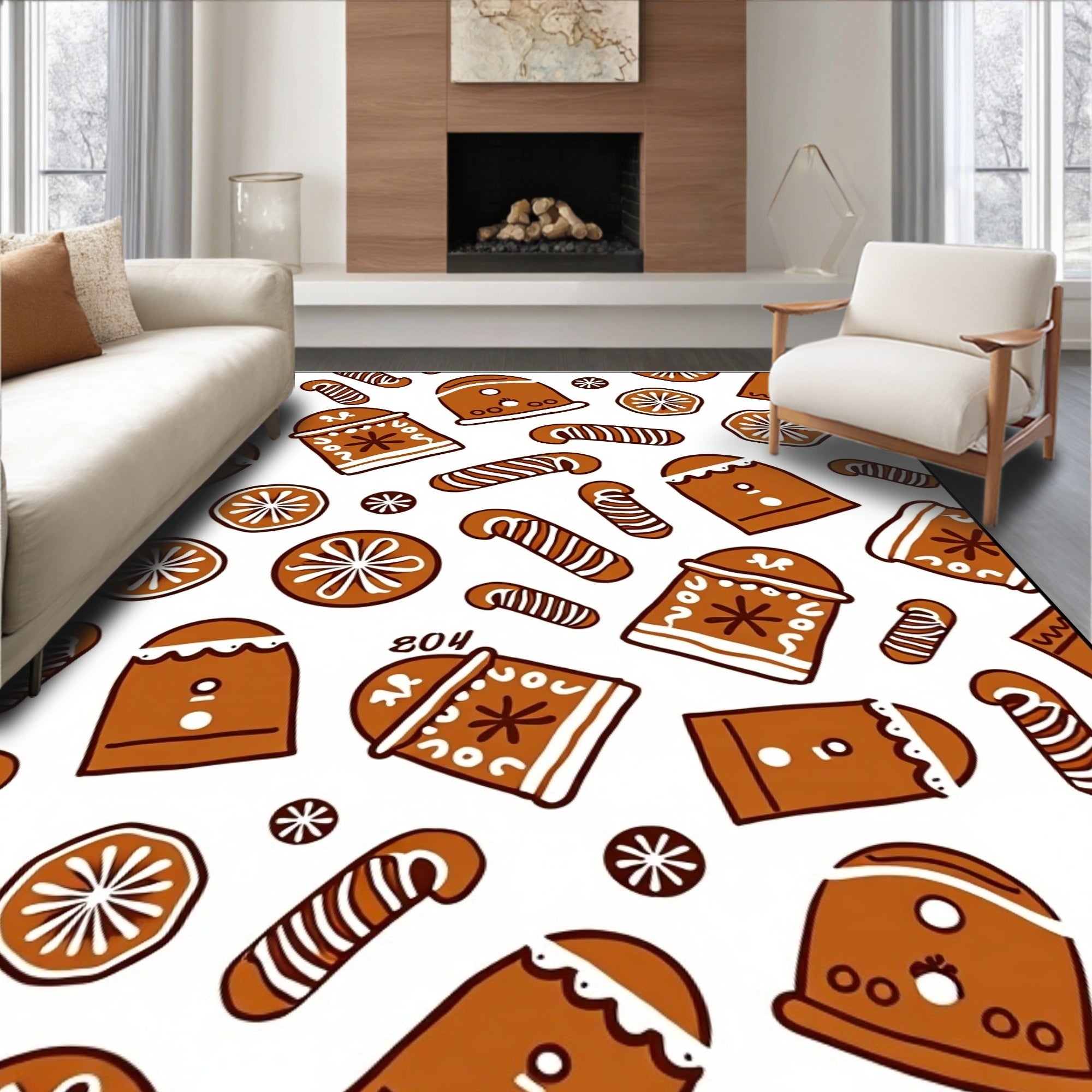 Brown Gingerbread Holiday Cookie Medley Rug