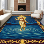 Radiant Divine Figure on Water Rug