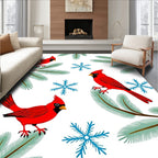 Crimson Cardinal Winter Snowflake Collection Rug