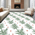 Green Leaf Branch Red Dot Arrangement Rug