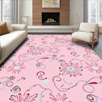 Pink Floral Swirls and Twists Rug