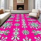 Pink Emerald Snowflake Medallion Rug