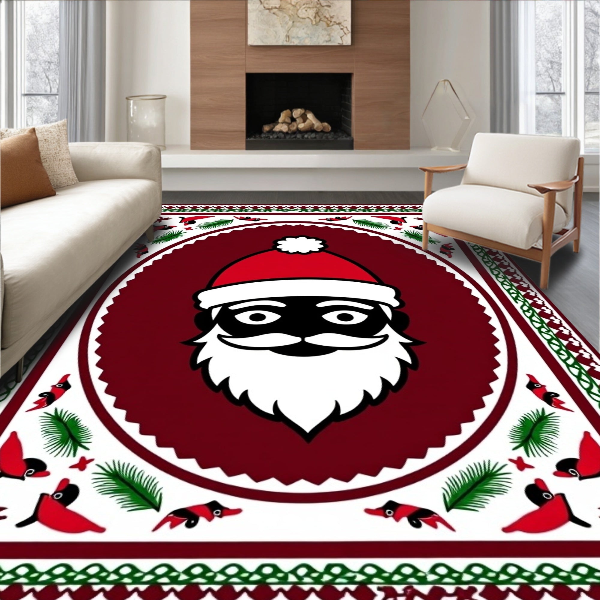 Festive Santa Claus Christmas Ornamental Rug