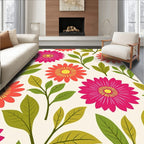 Bright Daisy Floral Botanical Art Rug