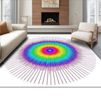 Rainbow Sunburst Radial Rays Rug