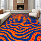 Bold Orange Blue Wavy Dot Rug