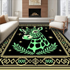 Whimsical Green Giraffe Starry Night Rug