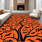 Spooky Bat Tree Halloween Orange Rug