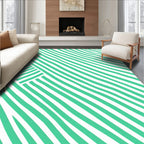 Mint Green Curved Stripe Area Rug