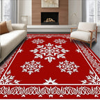 White Snowflake Bloom Border Rug