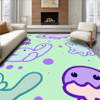 Lavender Blue Sea Creatures Gentle Waves Rug