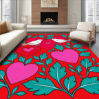 Two White Birds Amongst Hearts Rug