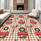 Farming Red Truck Wreath Festive Rug