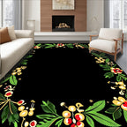 Yellow Red Green Floral Wreath Border Rug