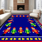 Crimson Blue Soldier Trumpet Playful Rug