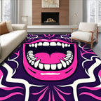Hot Pink Vampire Mouth Purple Swirls Rug