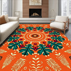 Vibrant Orange Holly Berry Medallion Rug