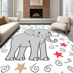 Cute Gray Elephant With Stars Rug