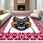 Crimson Dog Portrait Ornamental Border Rug