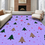 Festive Purple Christmas Tree Ornaments Rug