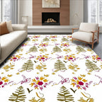 Gold Leafy Vine and Floral Rug