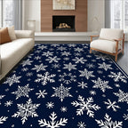 Dark Blue Snowflake Winter Wonderland Rug