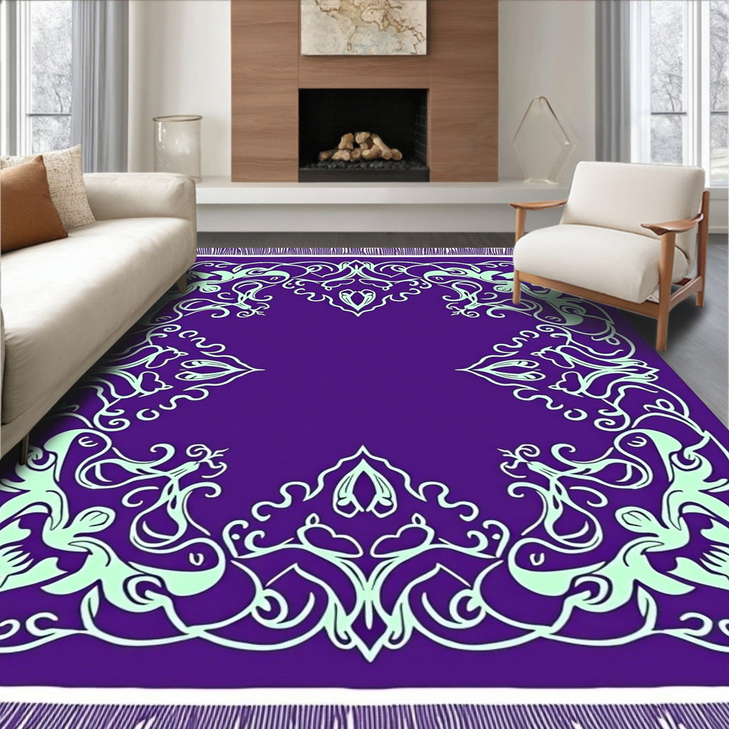 Deep Purple Floral Medallion Ornament Rug